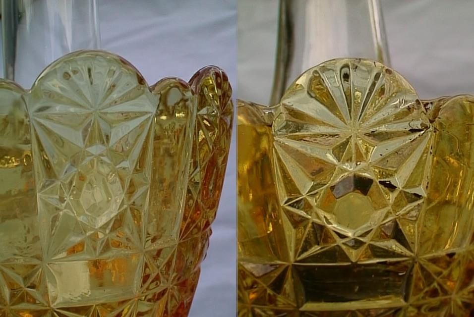 Detail of lamp shades -- Original lamp on right, newer lamp on left